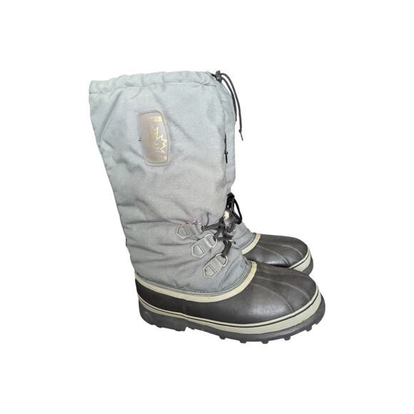 Vintage Sorel Glacier Tall Snow Boots Gray Canvas Mens 9 Made in Canada Manitoba - Picture 2 of 9